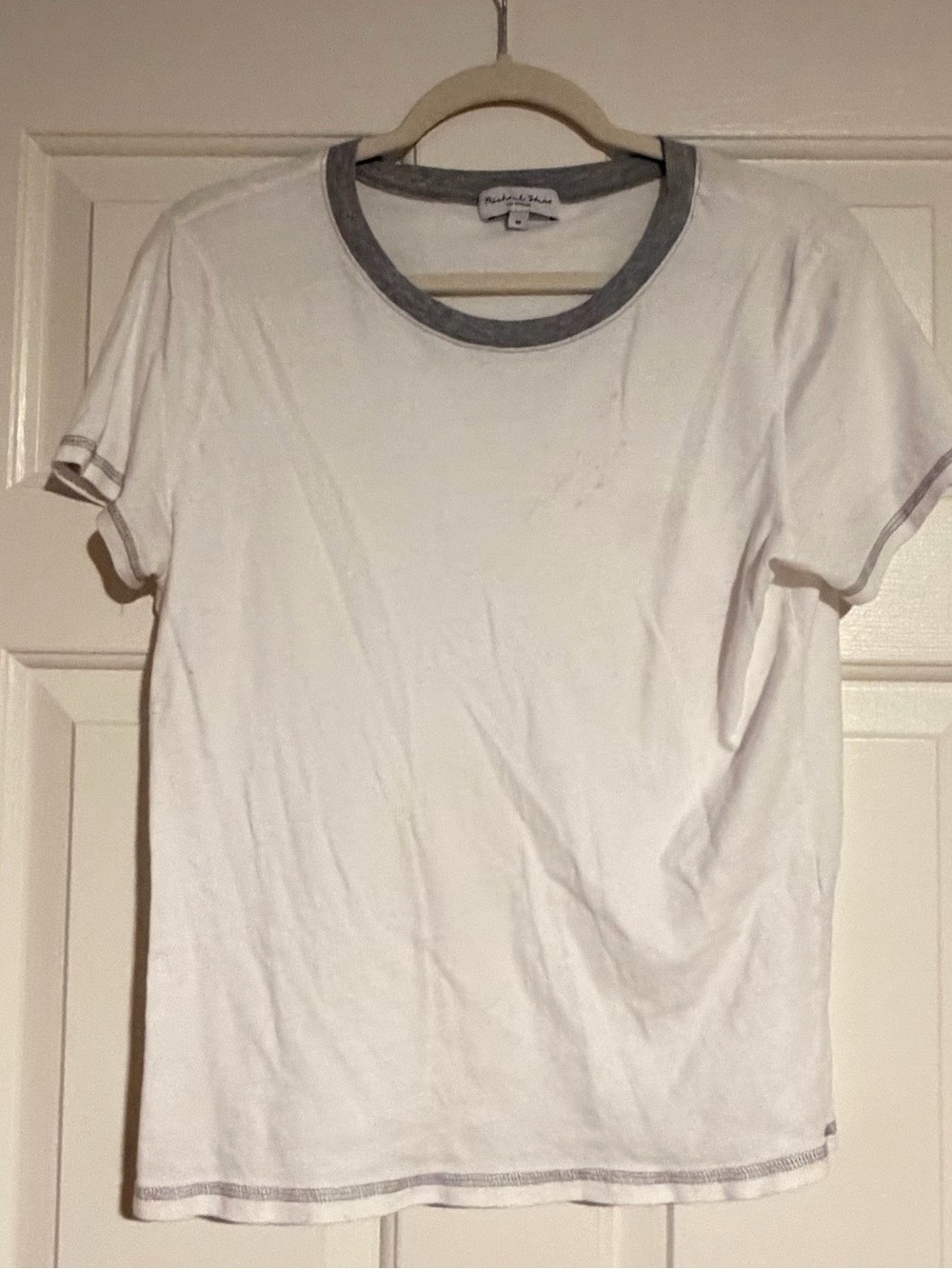 Michael Stars White Ringer Tee with Gray Trim